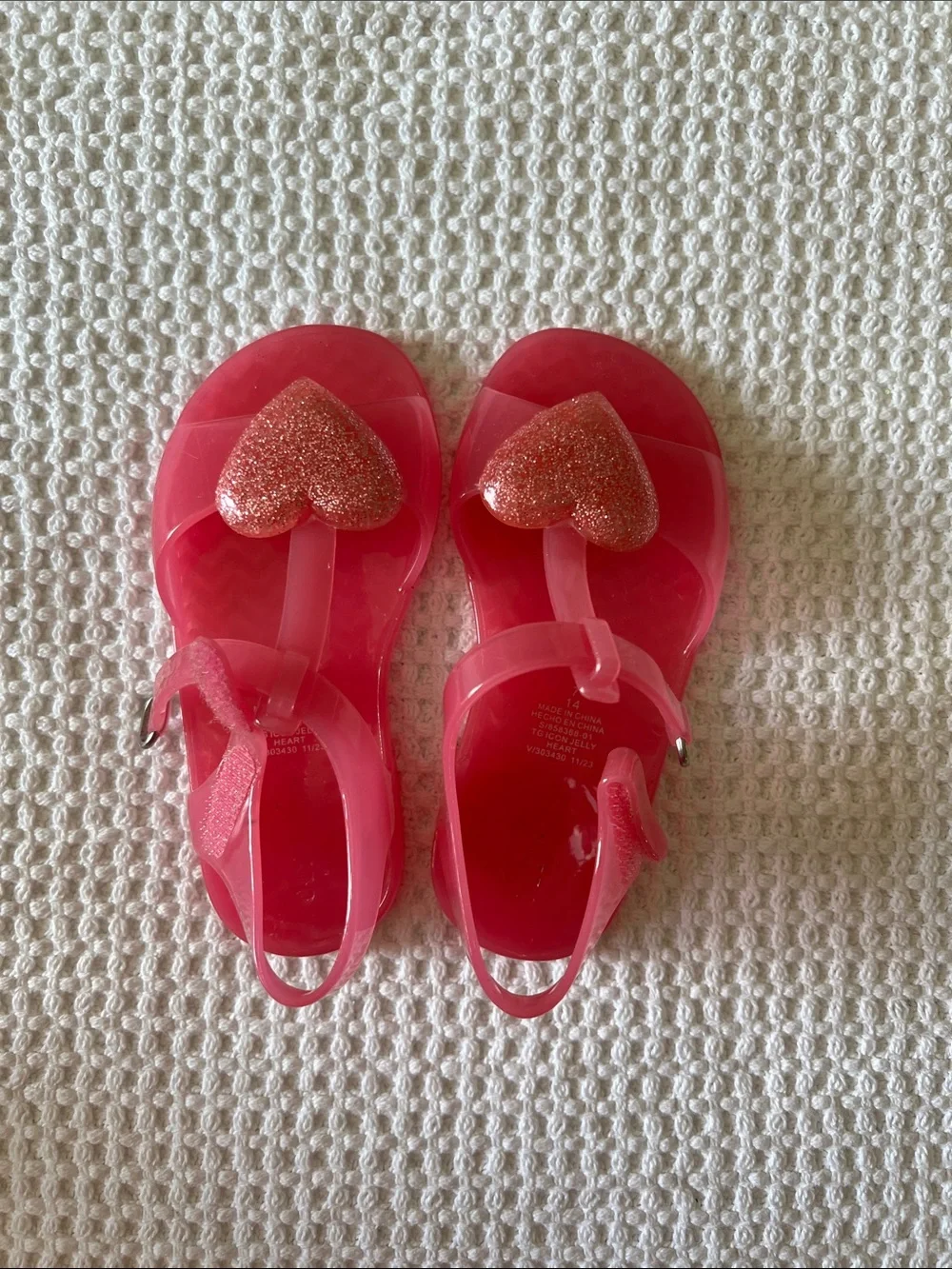 Old Navy Pink Glitter Heart Jelly Sandals for Kids